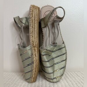 Toni Pons Origens Striped Espadrille Sandals mint green/neutral in size 39 (9)